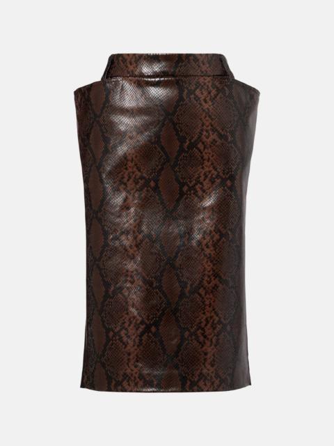Snake-effect midi skirt