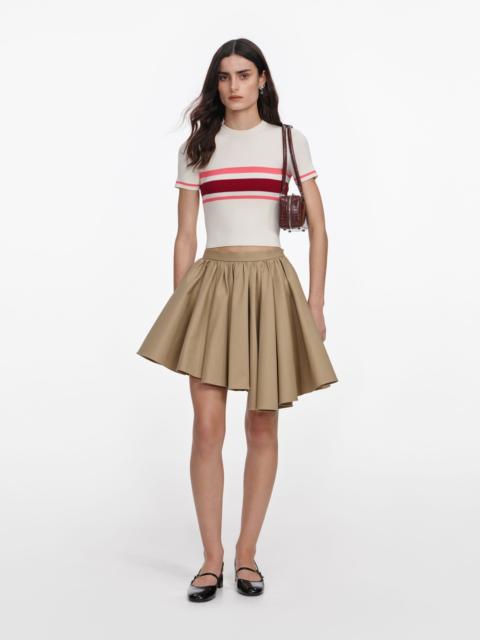 Cream Stripe Viscose Knit Top