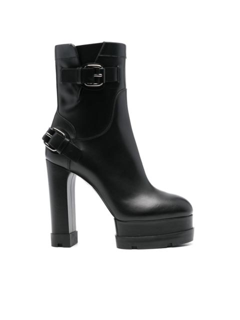 130mm leather ankle boots