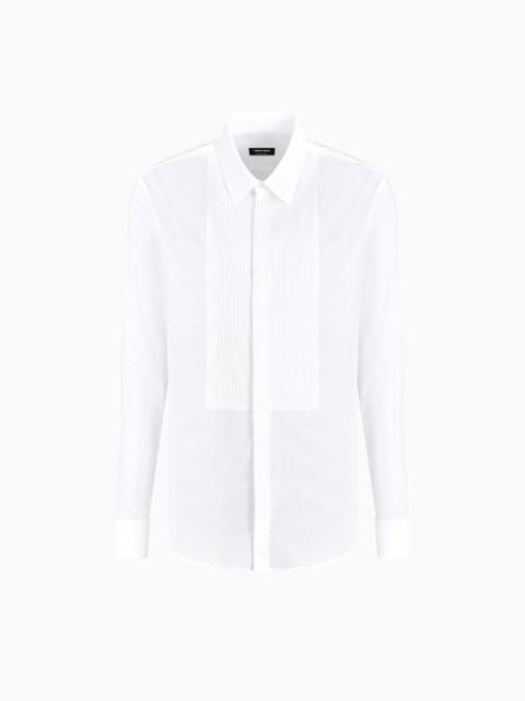 COTTON TUXEDO SHIRT WITH PLEATED DETAIL