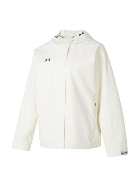 (WMNS) Under Armour Solid Color Outdoor Training Fitness Woven Jacket 'White Black' 23600402-101