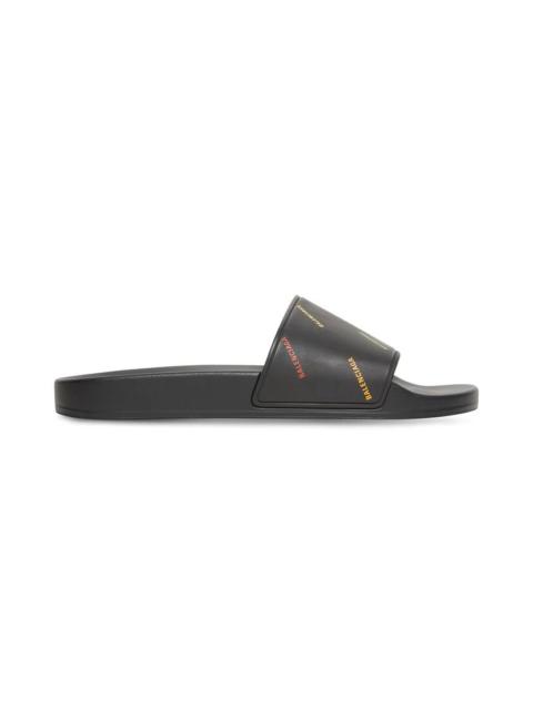 Women's Pride 22 Pool Slide Sandal Allover Logo in Black