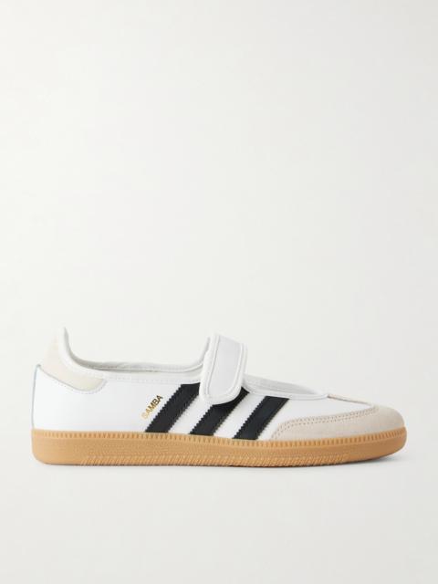 Samba Jane Suede-trimmed Leather Sneakers