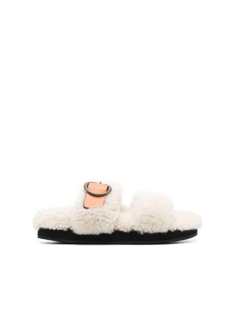 shearling buckle sandals