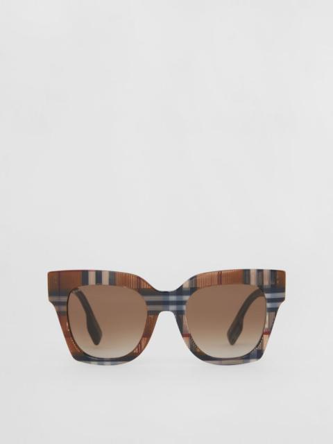 Check Bio-acetate Square Frame Sunglasses