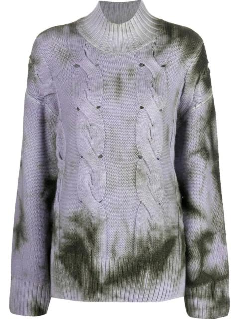 tie-die cable-knit jumper