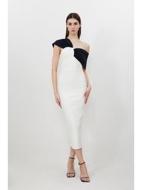 Figure Form Bandage Asymmetric Strap Knit Midi Dress