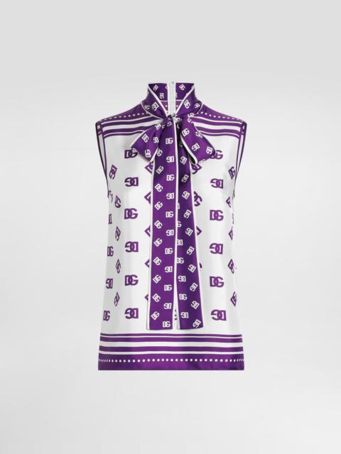 DG logo all-over silk twill top