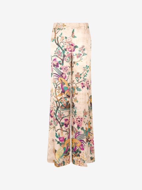 Palazzo Pants With Oriental Bird Print