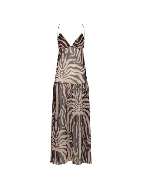 Georgette zebra-print maxi dress
