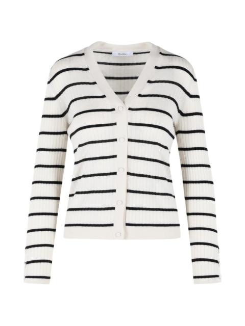striped V-neck cardigan