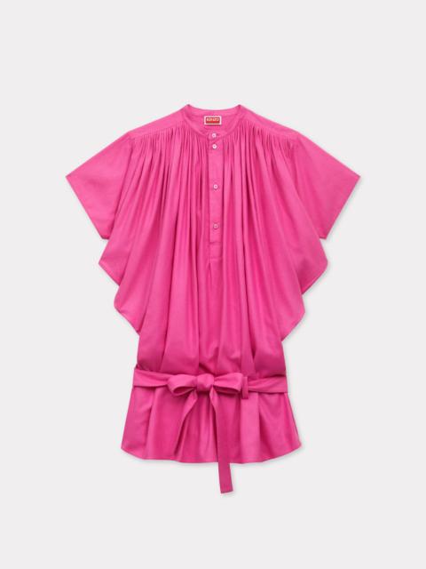 Oversized pleated dress in silk floss