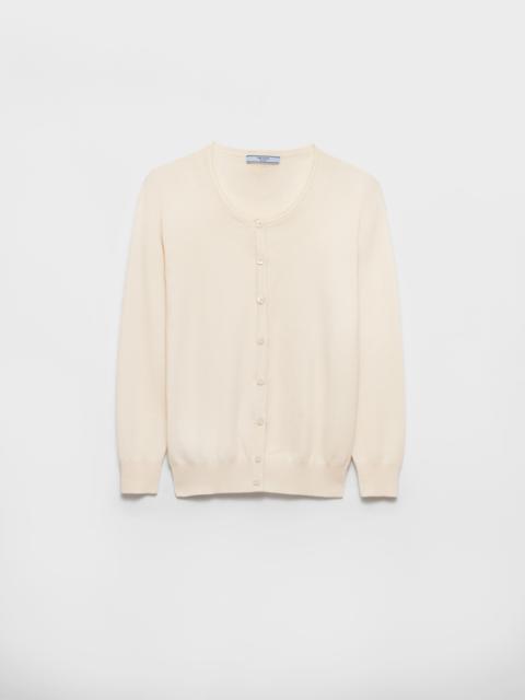 Cotton and silk knit cardigan