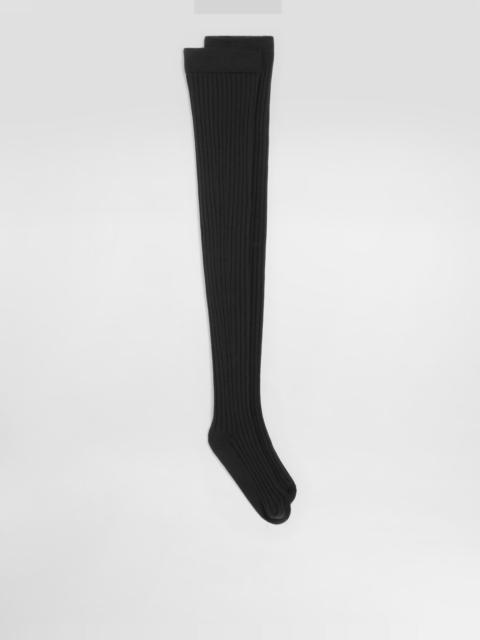 Ribbed stay-up socks