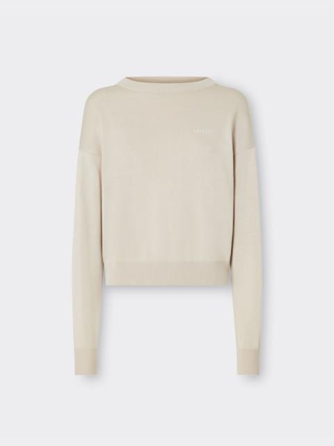 Cotton and silk long sleeve sweater