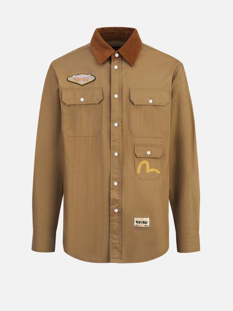 Logo Embroidery and Multi-Pocket Relax Fit Long Sleeve Shirt