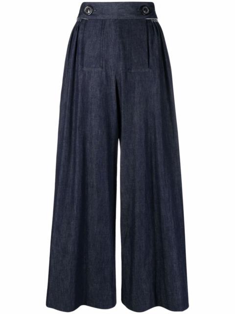 wide leg denim trousers