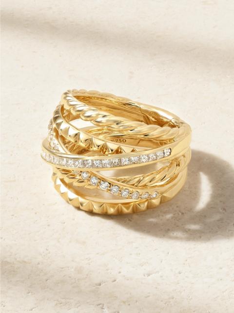 Crossover Trio Six Row 18-karat Gold Diamond Ring