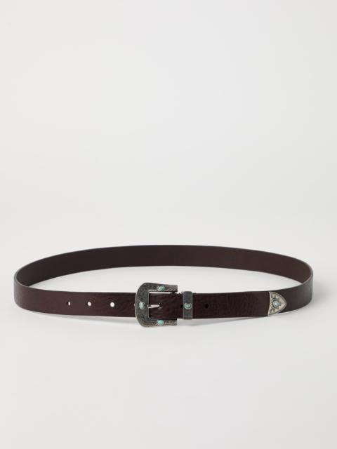 Pull-up calfskin belt