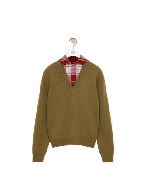 Trompe l'oeil sweater in wool and silk