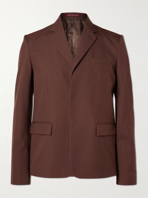 Slim-Fit Logo-Embossed Wool-Twill Blazer Brown