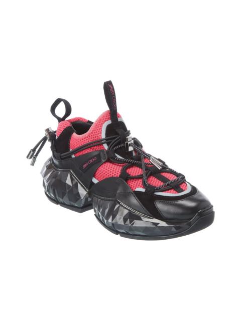 Jimmy Choo Diamond Trail/F Leather & Mesh Sneaker