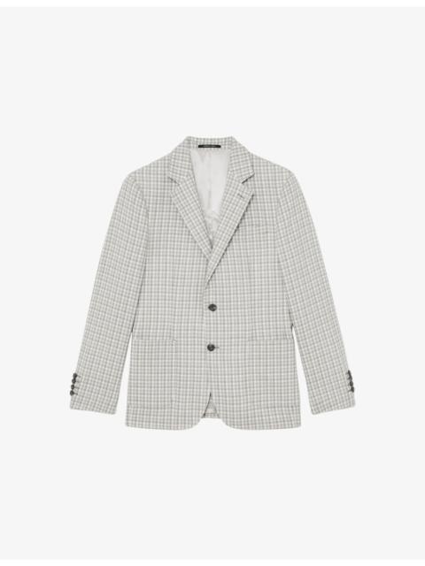 Canty Houndstooth Single-Breasted Stretch-Woven Blazer
