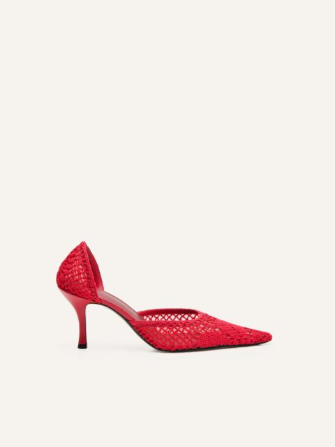 Kitten pointed crochet heels in red