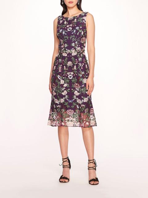 BOTANICAL EMBROIDERED MIDI DRESS