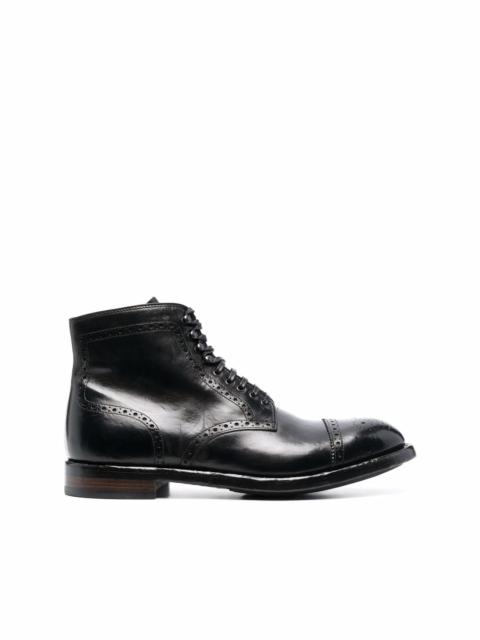 brogue-detail leather ankle boots