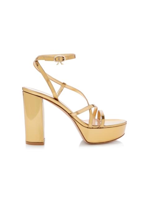 Metallic Leather Platform Sandals gold