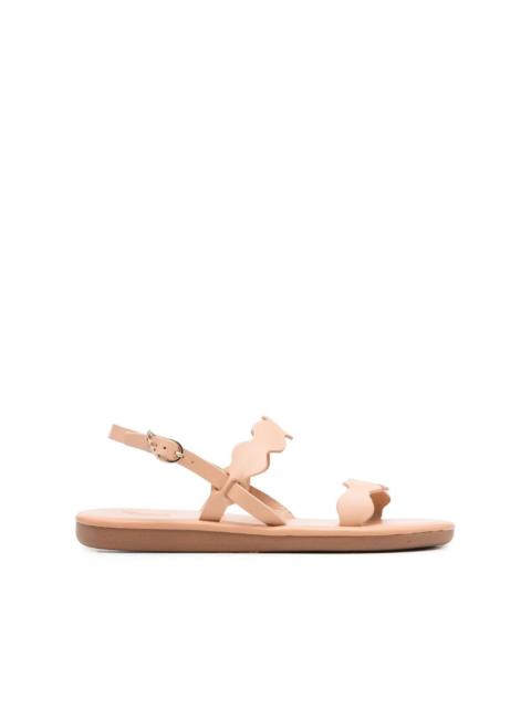 scallop leather sandals