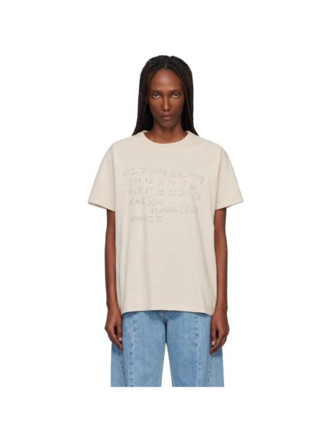 Beige Numerical Cotton T-shirt