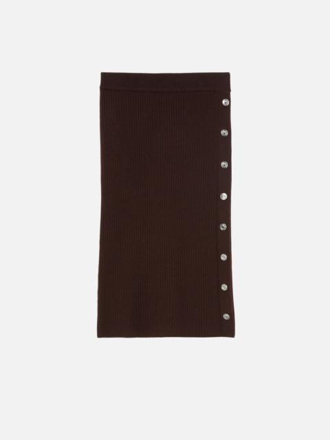 RIBBED CALF-LENGTH SKIRT WITH BUTTONS