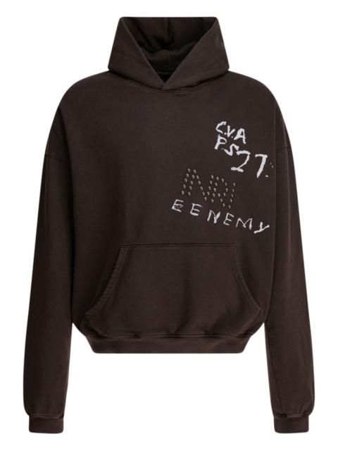 stud-detail printed hoodie