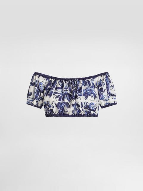 Majolica-print cotton top