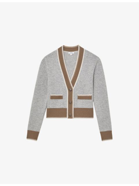 Louisa Colour-Block Wool and Cashmere-Blend Cardigan