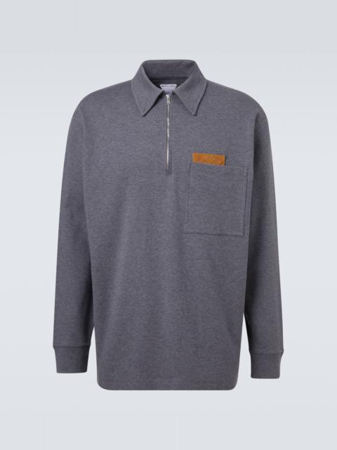 Intrecciato cotton jersey polo sweater