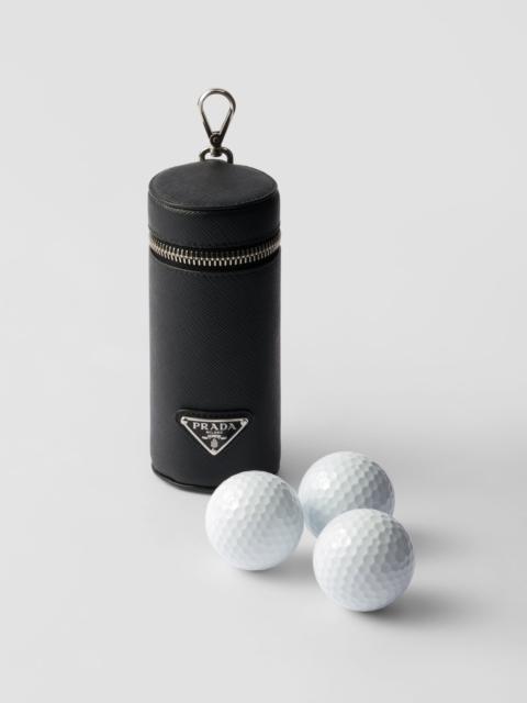 Saffiano leather golf ball case