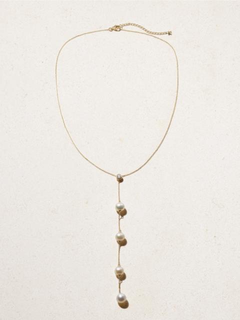 Drizzle 14-karat Gold, Diamond And Pearl Necklace