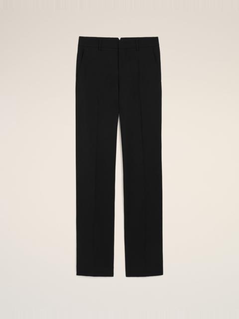 BLACK WOOL STRAIGHT TROUSERS