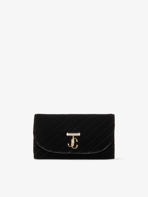Curve Wallet With Chain
Black Quilted Velvet Mini Bag with Crystal JC Bar