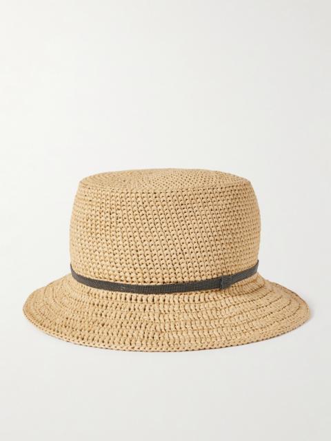 Bead-embellished Faux Raffia Bucket Hat