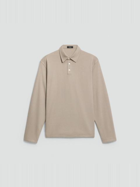 Relaxed Long-Sleeve Polo Shirt in Cotton Jersey