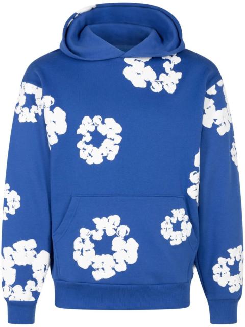 wreath-print cotton hoodie