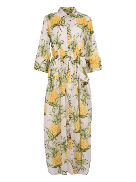 pineapple-print belted dress