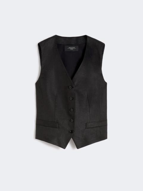 Linen canvas waistcoat - BLACK