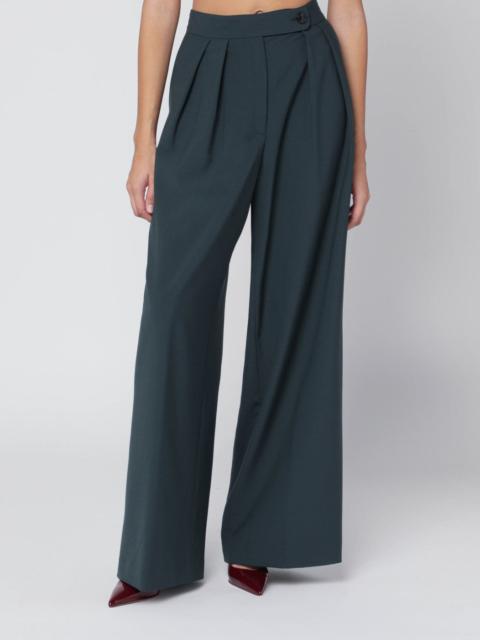 Straight pants with dark green pleats
