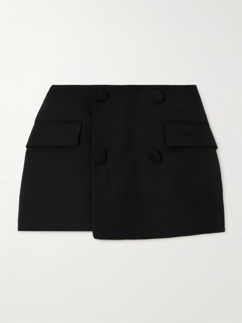 Wrap-effect Button-embellished Wool Shorts