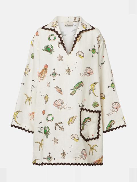 Printed linen minidress
